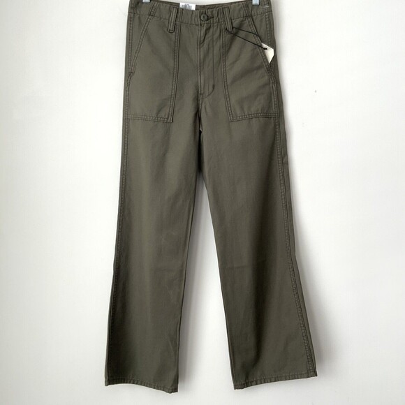 Levi’s Premium Pants Green Ribcage Straight Utility Ankle 26 - Picture 9 of 9